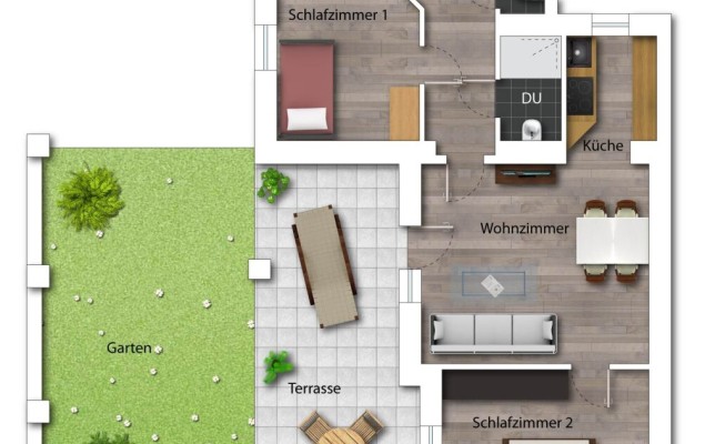 Top 3 / Eigentumswohnung 62,22 m² mit Garten und Terrasse