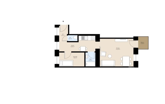 Top 13 / Eigentumswohnung 43,23 m² mit Balkon
