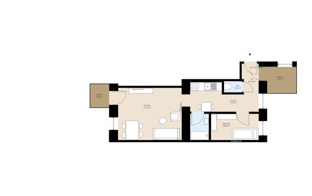 Top 14 / Eigentumswohnung 42,83 m² mit Balkon