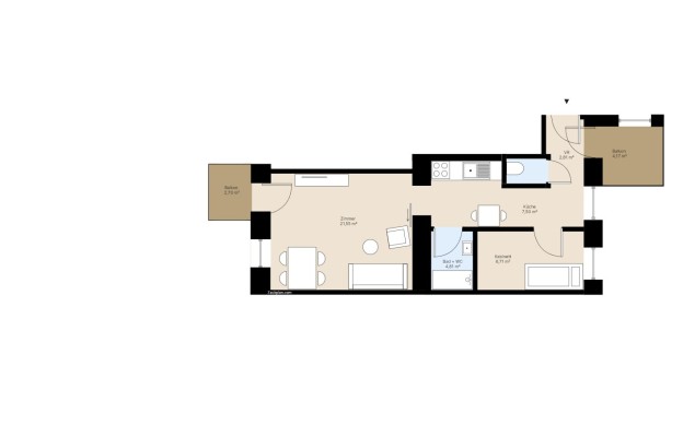 Top 20 / Eigentumswohnung 43,38 m² mit Balkon