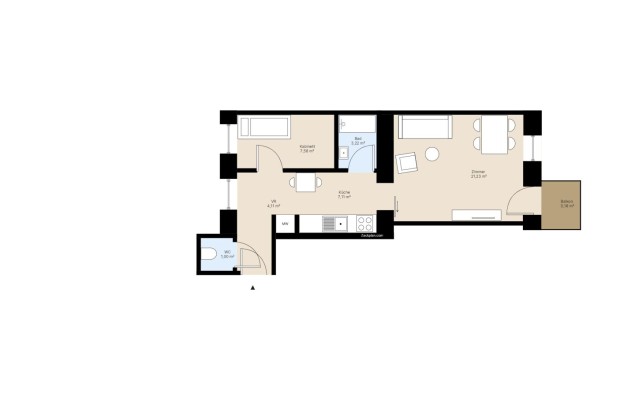 Top 23 / Eigentumswohnung 44,33 m² mit Balkon