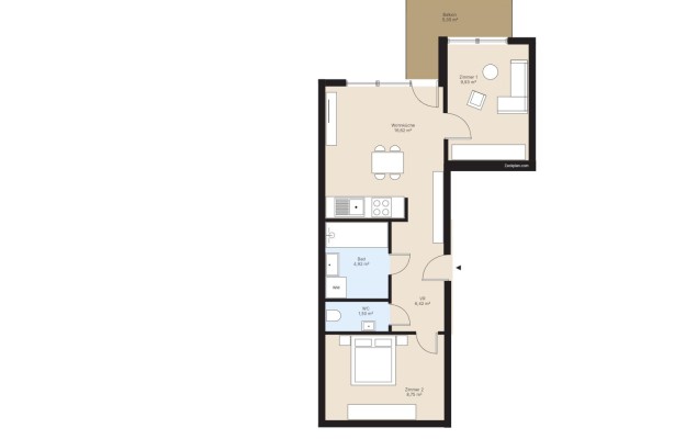 Top 3 / Eigentumswohnung 47,46 m² mit Balkon